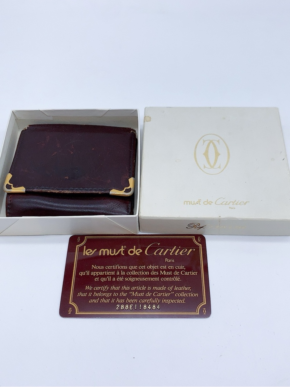 Vintage Must de Cartier Leather Coin Purse Mini Wallet